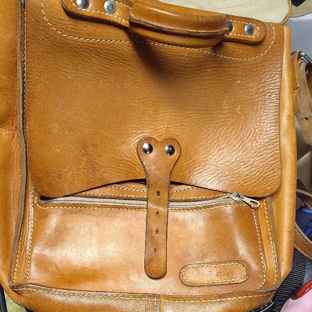 Prana Brown Leather Men's Messenger Bag